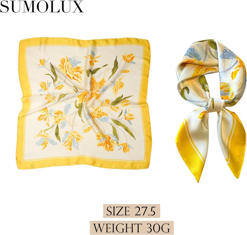 Sumolux Head Hair Scarf for Women Like Satin Silk Scarf Bandana Hair Wrapping Night Large Square Scarves 27.5" - Image 2